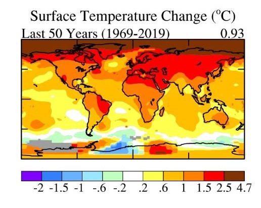 Surface Temperature Change in last 50 years