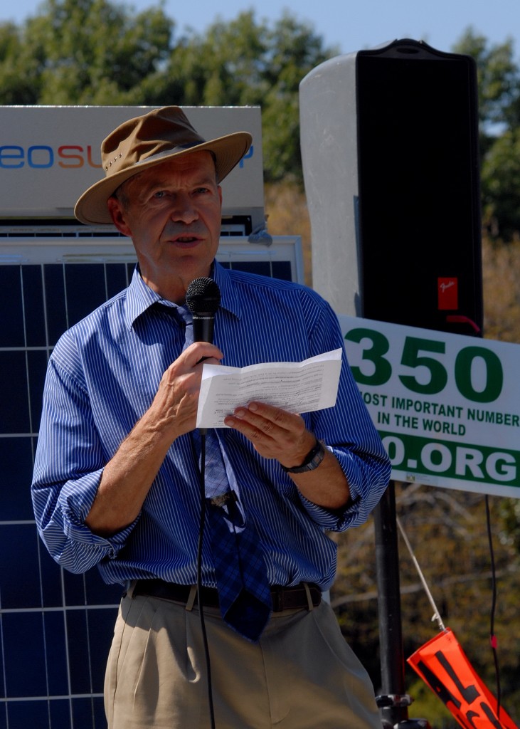 Dr. Hansen at an event with 350.org