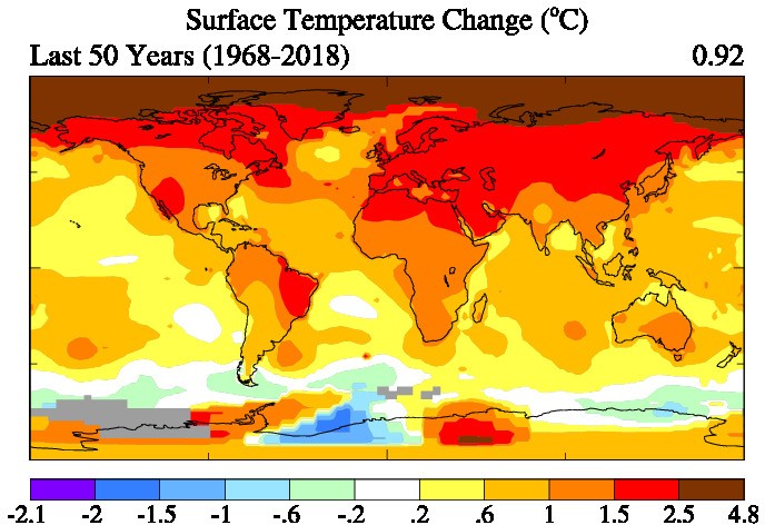 Global Surface Temperature Change (1968-2018)